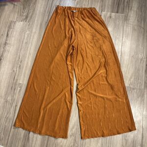 Zara Wide Leg Pull On Elastic Waist Boho Pants Orange Size Large